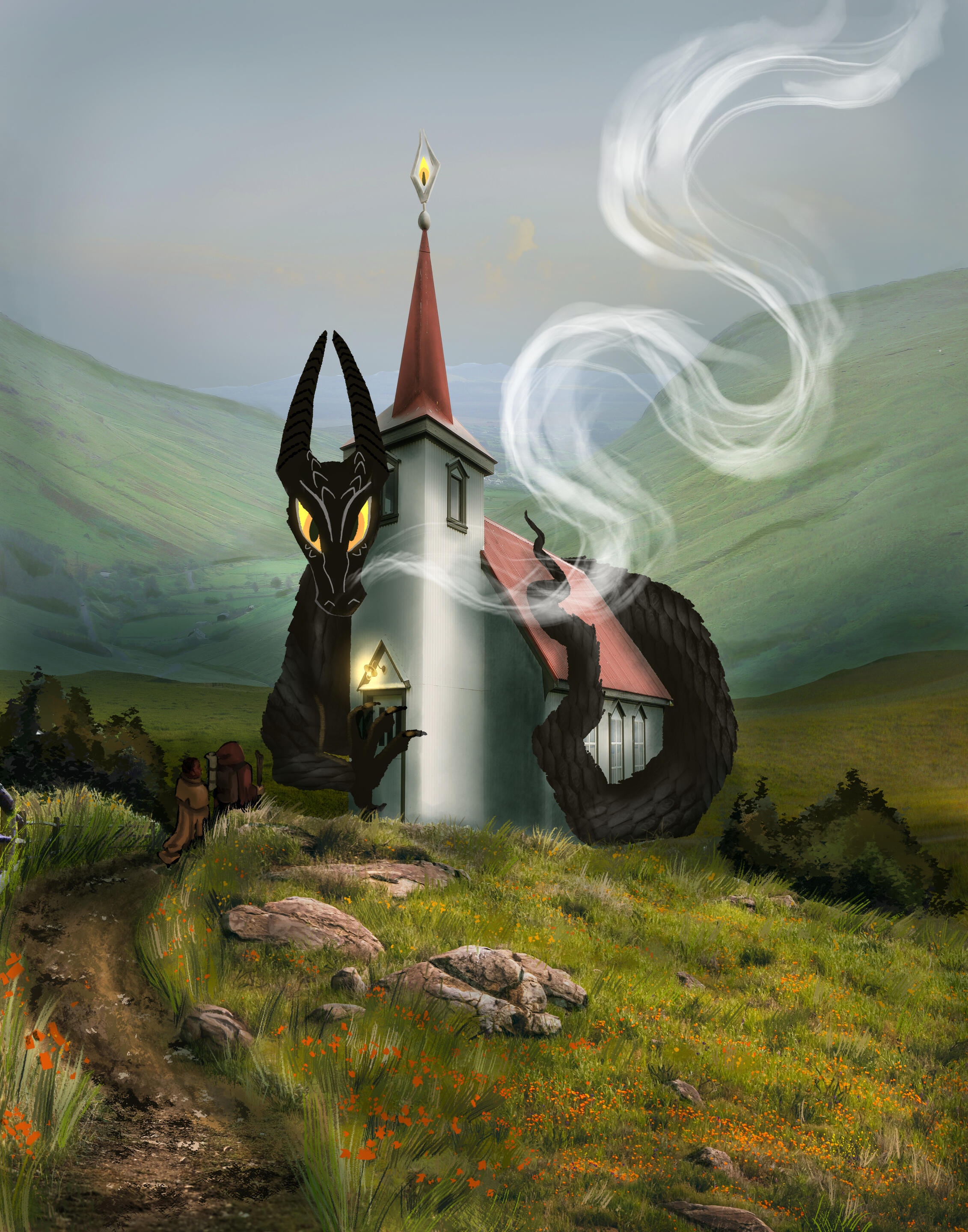 Dragon church photobash painting Dragon church photobash painting
