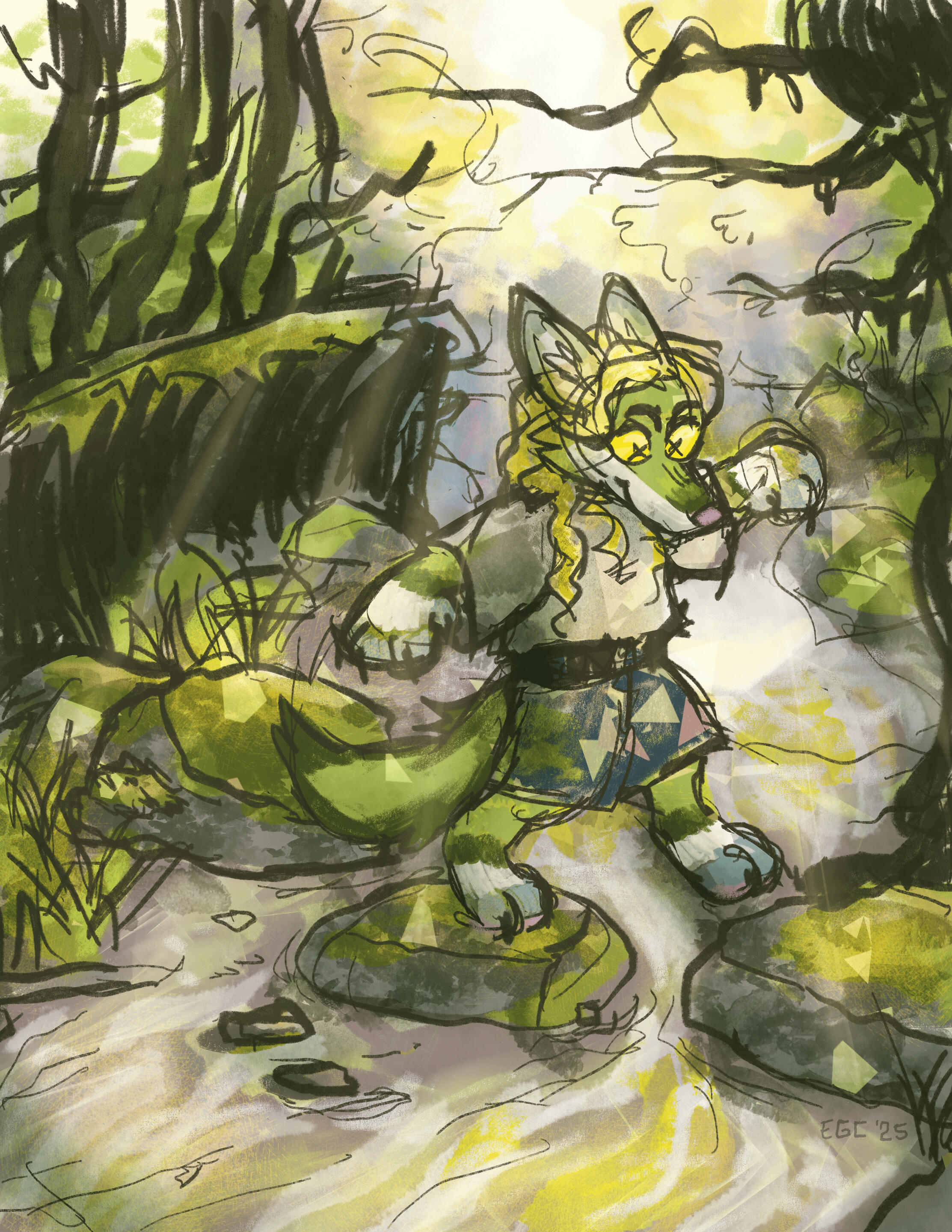Coyote Kid in the Creek